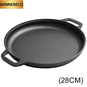 กระทะกระทะเหล็กหล่อที่หมุนสองอันไม่ติดบาร์บีคิวแคมป์ปิ้งกระทะทอดสเต๊กหมูไก่หม้ออาหารหม้ออาหารหม้อทำครัว