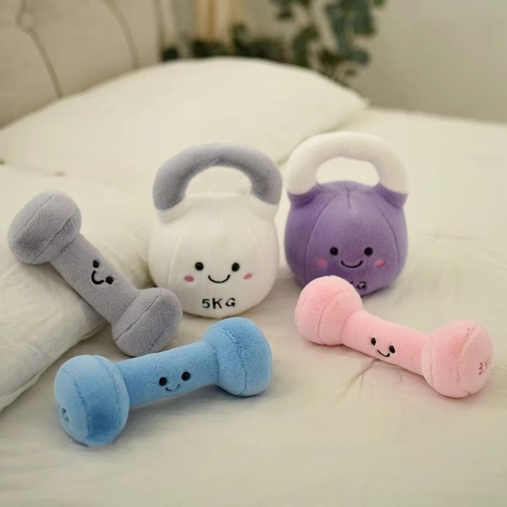 Plush Kettlebell And Dumbbell Cushion Gym Decor Stuffed Pillow_voghion.com