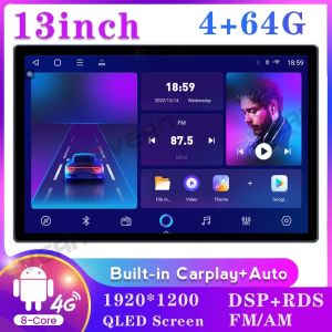 TS18 4G+64G 13 Inch Car Radio Stereo 2 Din Android 2K Touch Screen 4G Multimedia Player Support Wireless Carplay Wifi GPS Bluetooth FM