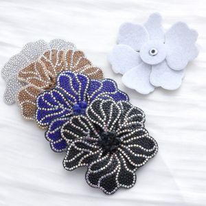 NEXTYOO Lấp lánh Miếng dán hoa đính đá Đồ thủ công tự làm 3D Vải làm trâm cài hoa Trang trí Vải làm trâm cài hoa hồng Phụ kiện băng đô bằng vải