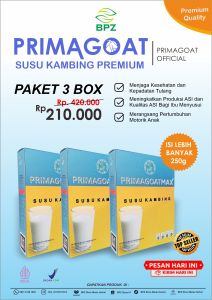 Susu Kambing Etawa Asli Primagoat Atasi Nyeri Sendi Asam Urat Kesehatan Pernafasan dan Ibu Hamil Paket 3 Box Rasa Original Max 250gr