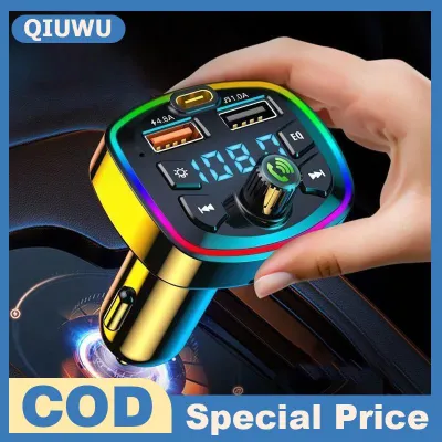 QIUWU Q7 Bluetooth 5.0 Sạc Xe Hơi Xe Hơi FM Transmitter Bluetooth Hands Miễn Phí LED Ánh Sáng MP3 Máy Nghe Nhạc Đúng 3.1A Kép Cổng USB Pd Sạc