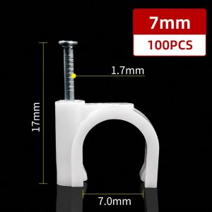 NALANILI 100Pcs Plastic Metal Cable Clips Steel Nails 4-20mm Wire Clips Cable Management Nail In Cable Clips for Ethernet Cable