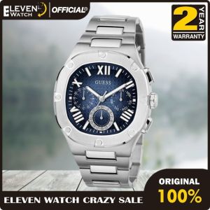 [Promo] Jam Tangan Pria Guess GW0572G1 Headline Silver Tone Multi-Function Stainless Steel Strap Original Garansi 2 Tahun [✔COD][100% Authentic] [COD]