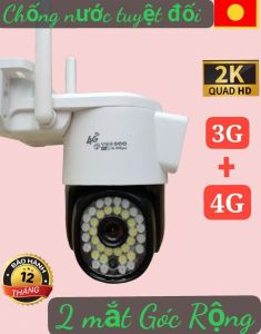 CAMERA YOOSEE 4G - 2 MẮT MỚI NHẤT 6.0Mpx ( 2560X1440P ) SIÊU NÉT GÓC RỘNG - XOAY 360 ĐỘ - CHỐNG NƯỚC TUYỆT ĐỐI - BẢO HÀNH 12 THÁNG