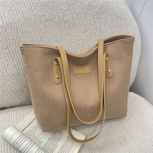 New Women Top Handle Bags Large Capacity Corduroy Shoulder Tote Bag for Work Comfortable and Versatile Texture Commuting Bag2026