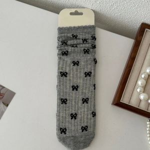 2Pairs Japanese Hollow Out Long Socks Women Girls Lace Sweet Bow Sock Casual Crew Loose Sox Streetwears Summer Thin Mid-tube Stockings