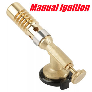 Gas Torch Flame Tool Copper Butane Torch Head Professional Culinary & Grilling Tool with Wind Resistant Flame for BBQ & Soldering - Charcoal & Campfire Torch (Fuel Not Included)