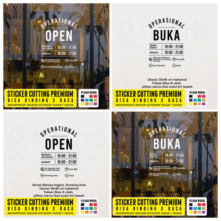 Stiker Open Hours Jadwal Buka Open Hours Kafe Cafe Resto Usaha Praktek ...