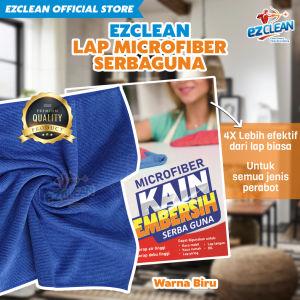 EZCLEAN MICROFIBER LAP MIKROFIBER WARNA BIRU KAIN SERAT KAIN PEMBERSIH SERBAGUNA LAP MIKROFIBER PREMIUM HIGH QUALITY LAP MULTIFUNGSI LAP DAPUR LAP MOBIL LAP GADGET KAIN PEMBERSIH