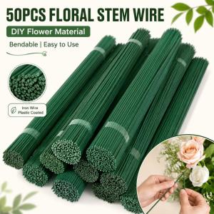 COD 50Pcs Floral Bamboo Sticks Built-In Iron Wire Bendable DIY Bouquet Material Easy To Shape for Handcraft Flower Arrangement Decoration