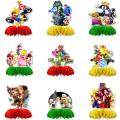 9 Pieces Super Mario Table Ornament Honeycomb Centerpiece ornament Table Decorations Topper for desktop Super Mario theme party decoration. 