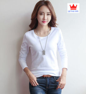 [ Hàng Hot * ] Áo thun nữ cổ tròn tay dài vải cotton đẹp dễ mặc dễ phối đồ mặc bốn mùa