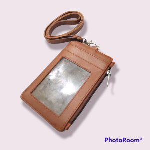 ALIKA GROSIR [BISA COD] ID Card Holder + Tali + 5 Slot kartu + 1 Slot Resleting Dompet Kartu Gantung Leher Kulit