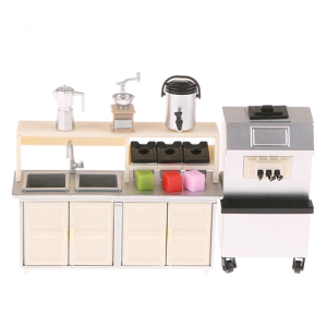 ชุดฉากร้านกาแฟบ้านตุ๊กตา5ชิ้นพร้อมร้านสะดวกซื้อละเอียดอุปกรณ์ประกอบฉากสำหรับฉากการเล่นตามจินตนาการ