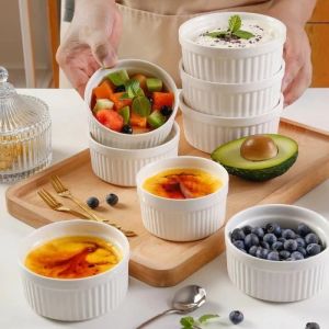 Porcelain Souffle Ramekin Baking Bowl Pudding Cup Creme Brulee Desert Dipping Dish
