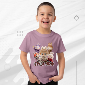 T-Shirt Anak Motif Labubu & Skater - Bahan Campuran Kapas-Poliester - Usia 2-12 Tahun