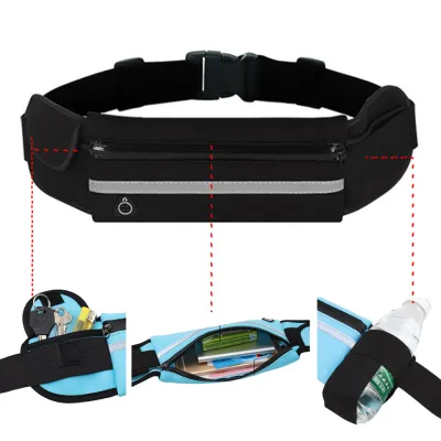 Water-Resistant Running Belt Bag for Men & Women – Reflective Slim Fanny Pack Adjustable 25–55in Waist Pouch for Phone Keys & Cards Jogging Gym Cycling Hiking