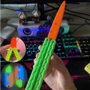 3D Gravity Butterfly Radish Knives Toy Creative Folding Finger Game Plastic Knives Couple Best Friend Gift