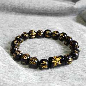 Black Mantra Bracelet Black Onyx Dragon Beads Year of the Dragon Bracelet Lucky Charm for Year of the Snake 2025