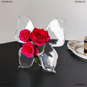 [COD] ZHONGYI0 Bình hoa Acrylic bướm trong suốt Phụ Kiện Cắm hoa ba chiều bình bướm trang trí nhà
