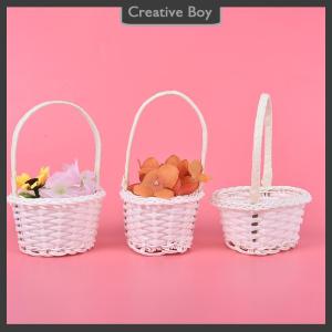[Creative] 1Pcs Hand-woven Mini Plastic Weaving Storage Fabric Basket Rattan Tea Picnic Bag