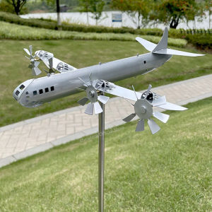 Chinatera B-29 Super Fortress Aircraft Windmill Metal Airplane Wind Spinner Pinwheel Yard Sculpture Outdoor Lawn Garden Decoration