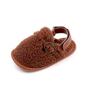 DENOSWIM 0-18 Months Baby Winter Plush Shoes Anti-Slip Soft Soled Boy Girl First Walkers Soft Polar Fleece Warm Anti-Cold Kids Shoes