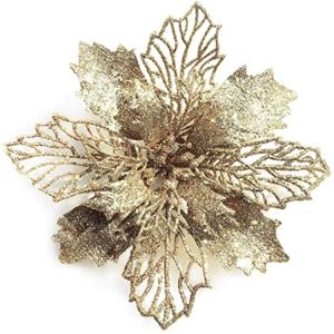 Christmas tree decor Christmas Flowers Glitter Poinsettia Artificial Wedding New Year Ornaments