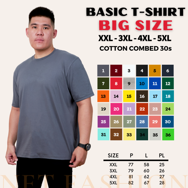 KAOS POLOS BIG SIZE LENGAN PENDEK UKURAN JUMBO COTTON COMBED 30S