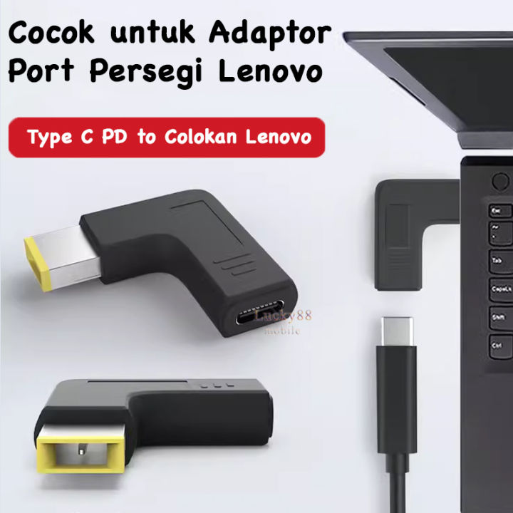 Type C To PD Colokan Port Persegi Lenovo Laptop Charger 6mm 10mm