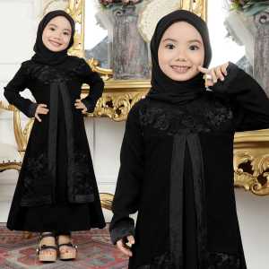 YM deFashion Gamis Anak Abaya Turkey Versall 01 Jetblack Kids TANPA JILBAB/ Pakaian Muslim Anak / Dress Muslimah anak / Dress Maxi kids / Gamis Modern Anak / Gamis Syari Anak