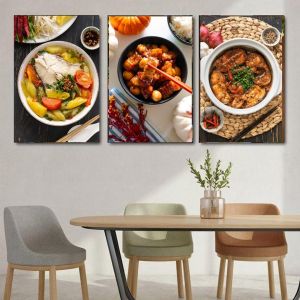 Bộ 3 tranh treo tường tráng gương cơm trưa văn phòng tranh trí quán ăn nhà hàng kèm đinh treo
