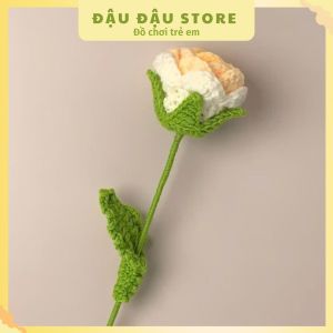 Hoa len làm thủ công handmade móc sẵn hoa hồng bằng len làm quà tặng Đậu Đậu Store
