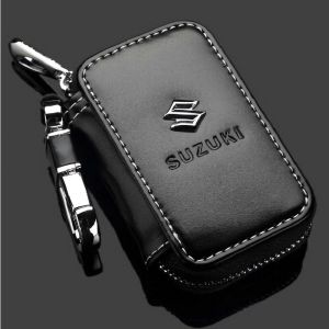 Gantungan Kunci Mobil Zipper Key Case Cover Hitam Sarung Cover Merk Kendaraan Dompet Kunci Motor