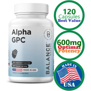 ✅ NEW Real Alpha GPC 120 Caps 600mg Most Brain Bioavailable Choline Nootropics for Cognition Memory Brain Health Supports Positive Mood Creativity Imagination Focus Energy Mental Clarity Processing Speed by Balance Breens Made in USA