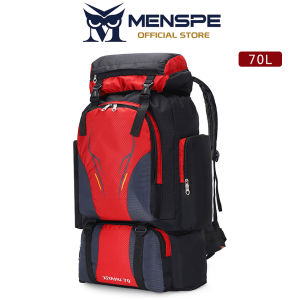 MENSPE กระเป๋าปีนเขากลางแจ้งความจุขนาดใหญ่ 70 L เดินทางกระเป๋าเป้สะพายหลังกันน้ำผู้ชายเป้สะพายหลังกีฬากระเป๋าเป้ออกกำลังกายแบบสบาย ๆ