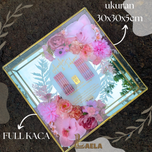 Frame Mahar Pernikahan Kaca 30x30 - Mahar Wedding pink - Mahar Kekinian aestetic