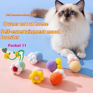 BEIERWA Interactive Cat Toy for Self-Entertainment Durable Cotton Rope Ball for Kitten Fun