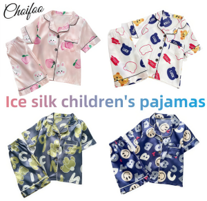 ChoiFoo เสื้อผ้าเด็กกางเกงขาสั้นเสื้อแขนสั้นสำหรับหน้าร้อนชุดนอนชุดนอนเด็กชุดนอนคาร์ดิแกนลายการ์ตูนเสื้อผ้าใส่อยู่บ้านแบบหลวมๆชุดนอนเด็กผู้ชายและเด็กผู้หญิงนุ่มสบายผิวชุดนอนเด็กเป็นมิตร
