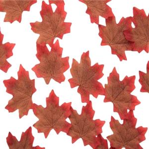 50 Artificial Maple Leaf 8CM Long With Detailed Vein For Wedding Backdrops And Crafting Activities