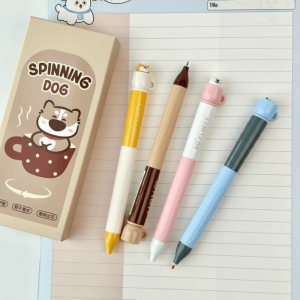 WMU7071 4PCS Viết lướt êm Bút gel hình chó Teacup 05mm Bánh cupcake Bút bi hình chó con xoay được Quà tặng tiệc tùng Thỏ Bút đen khô nhanh Dành cho Học Sinh