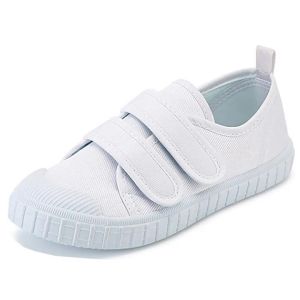 Spring and Summer New Childrens Performance White Shoes Canvas Shoes Mens and Womens Same Style Pure White Indoor Kindergarten Comfortable Breathable ㏇L0514