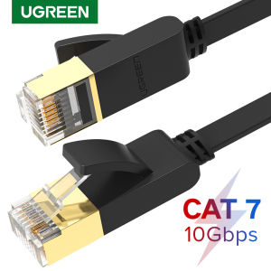 UGREEN Flat Ethernet Cable Cat7 RJ45 Network Patch Cable Flat 10 Gigabit 600Mhz Lan Wire Cable Cord Shielded for Modem Router PC Mac Laptop PS2 PS3 PS4 XBox and XBox 360 0.5/1/1.5/2/3/5/8/10/15/20M Black - Intl
