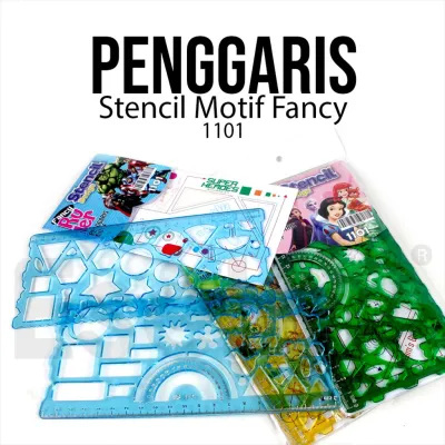 1set isi 2 Penggaris Motif Bentuk Stencil 1101 / Penggaris Design