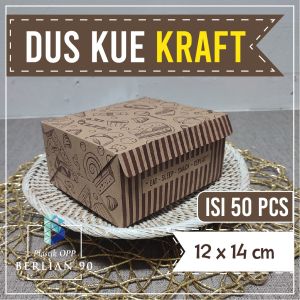 Dus Kue Snack Box 12x14 - 12x16 KRAFT  Kotak Kue  Box Kue  Paper Box Kraft  Dus Snack isi 50