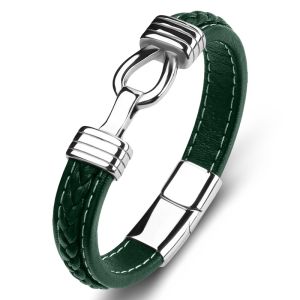 FEDD - Punk Gelang Pria Microfiber Leather Stainless Steel Bracelet Fashion Hype Anti Karat