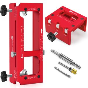 Door Hinge Template Aluminum Alloy Door Hinge Jig Kit for Router Hinge Router Template Adjustable Mortise Jig Fits Door Hinges from 2.5” to 5” Length 1/4” & 5/8” Radius Square Corner