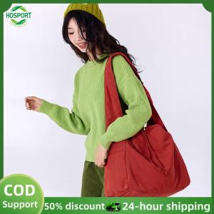 【HOSPORT】Nylon Shoulder Bag Casual Drawstring Bag Large Messenger Bag for Women Work Shopping Travel【1-3 days delivery】