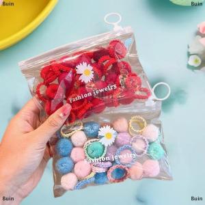 [COD] Buin 20Pcs Girls Colorful Plush Ball Elastic Hair Bands Kids Hair Ropes Rubber Bands Childrens Braided Headwear Hair Accessories